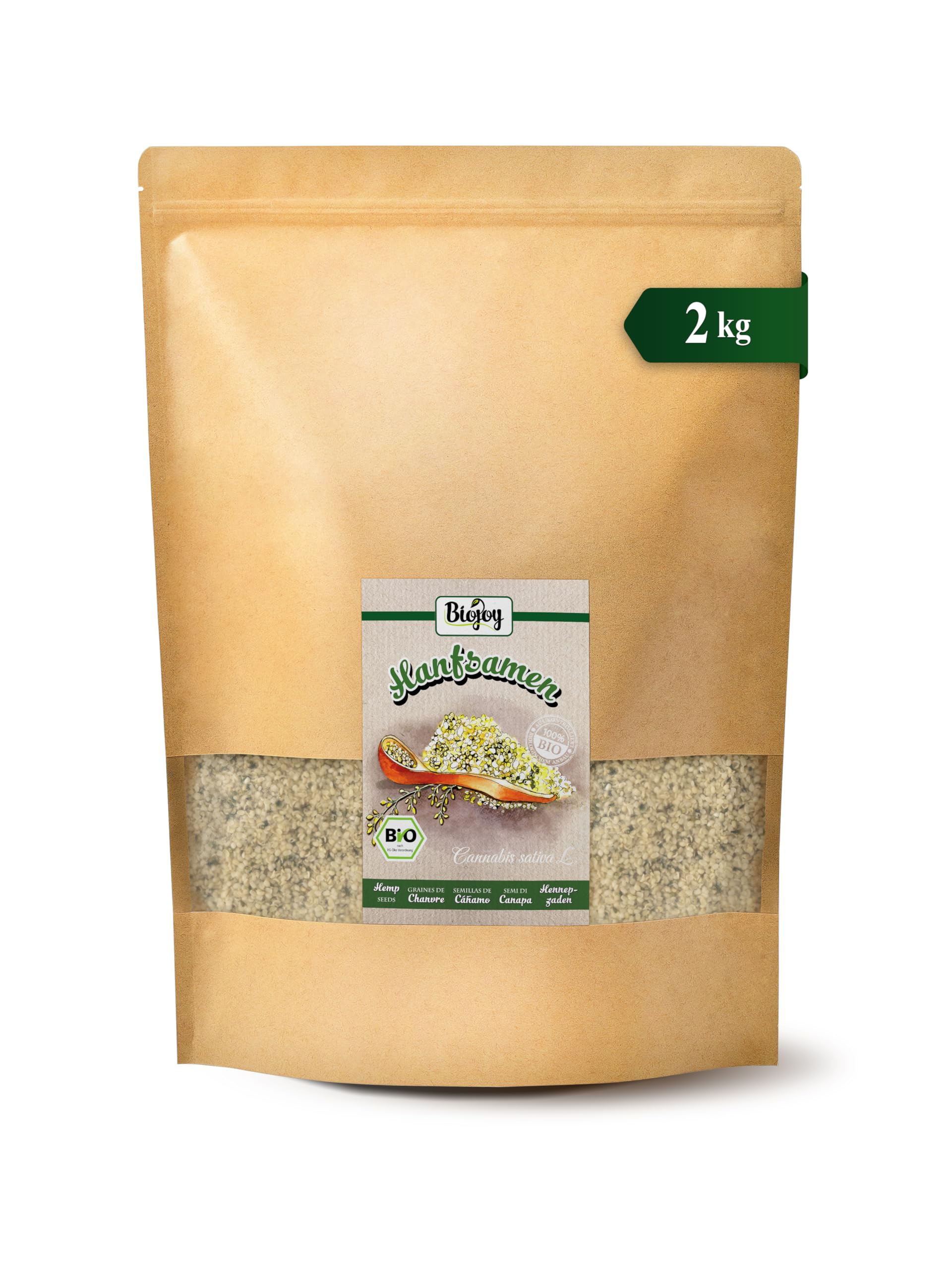 Biojoy BIO Hanfsamen, geschält, ganz und roh, 2 kg