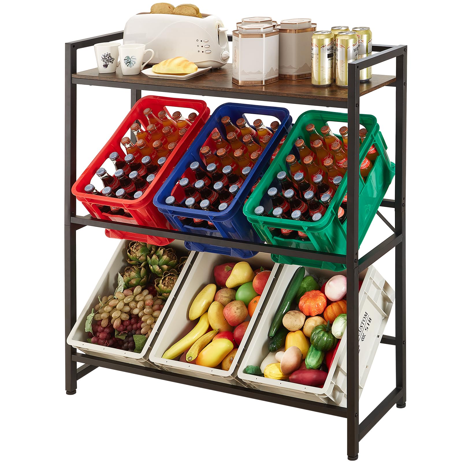 Getränkekistenregal mit Ablage für 6 Kisten 32D x 104W x 117,3H cm