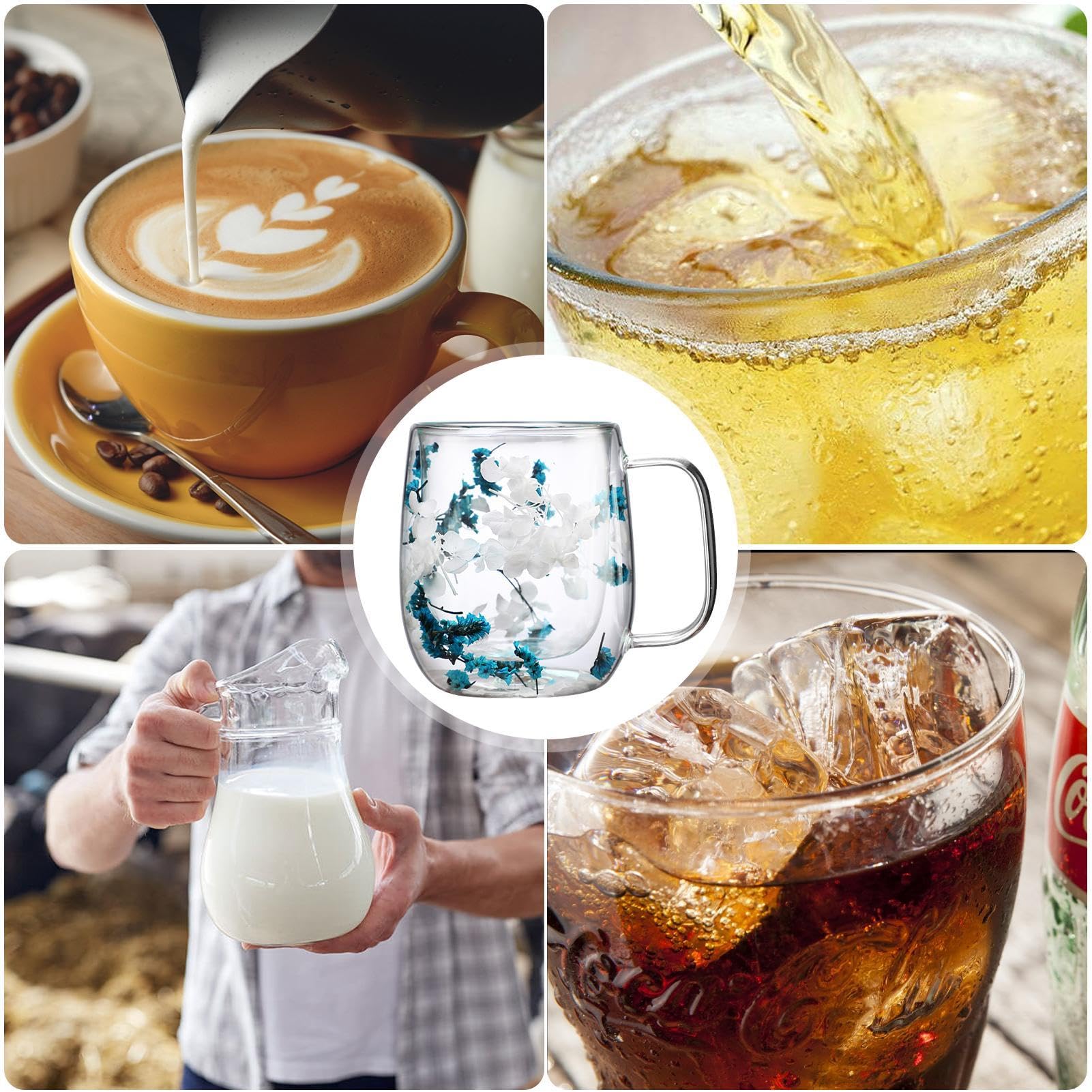 Getrocknete Blumen Glas-Teetasse, Glas-Teetasse, doppelwandige Glas-Teebecher