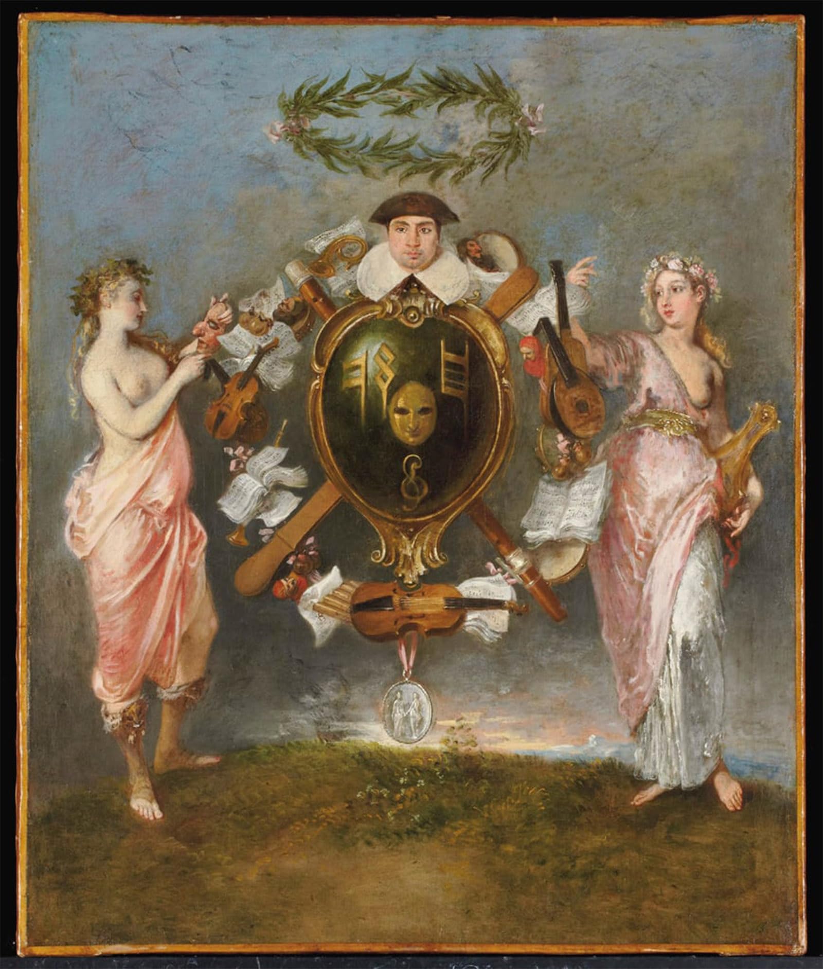 SERENDIPITP Vintage Picture Print on Canvas Wall Art Poster the Union of Comedy and Music by Jean Antoine Watteau Artwork Print Poster for Wall Decor 60x90cm