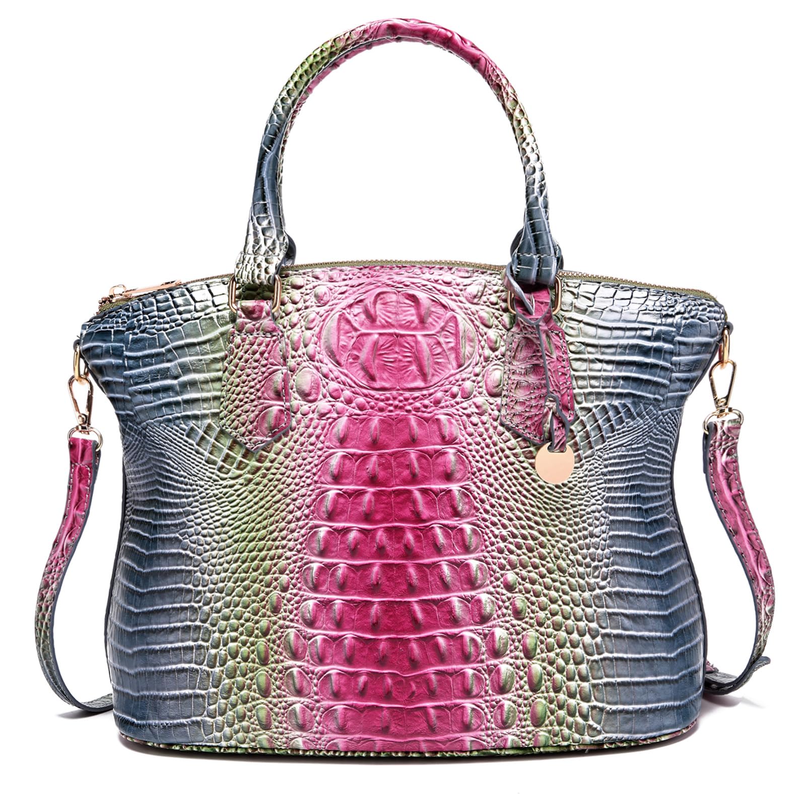 Makcr Joacbv Crocodile Handbag for Women, Satchel Purse with Shoulder Strap | Embossed vegan leather tote with a bold crocodile-pattern texture, rich color depth, dual top handles, and a roomy interior.