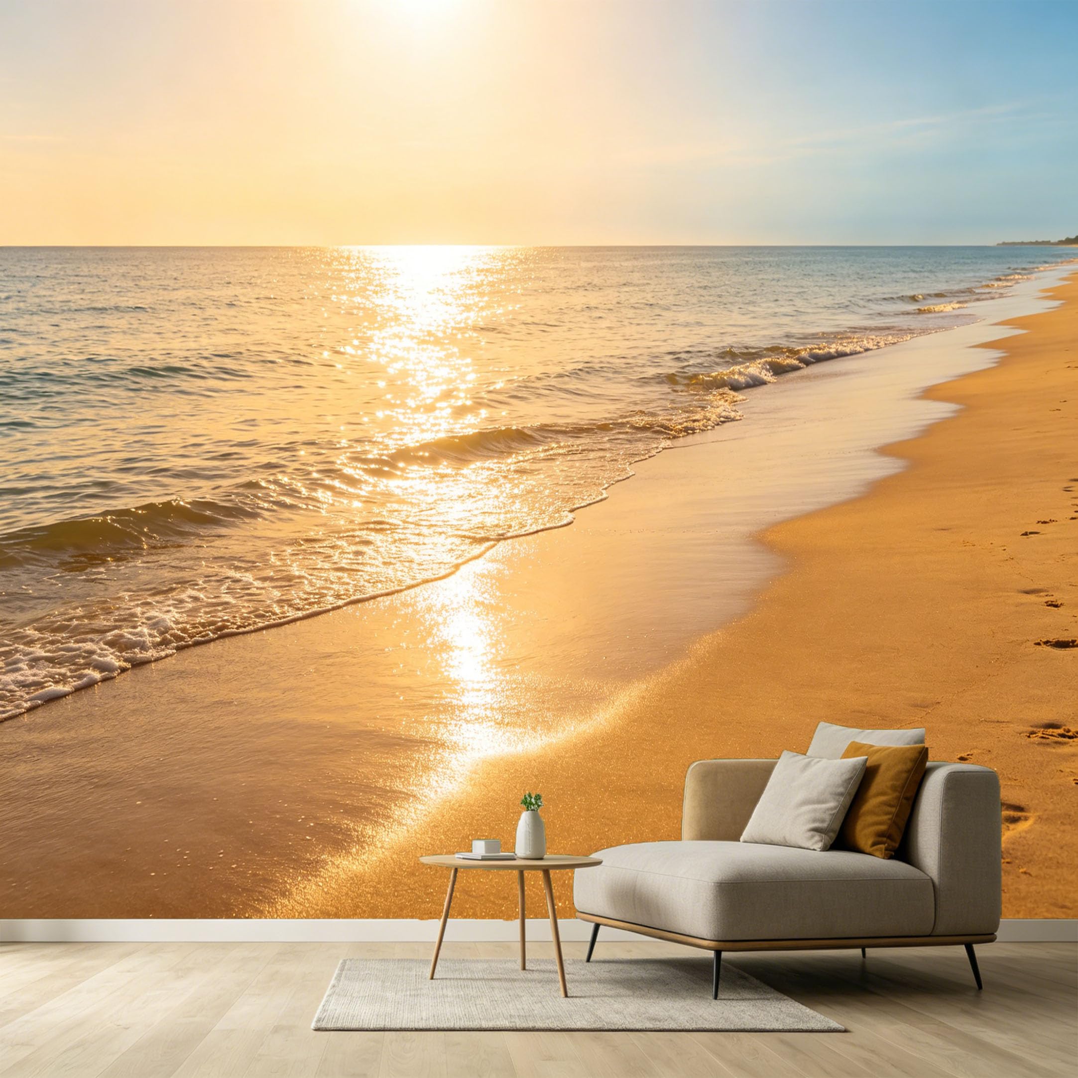 Custom Size Wall Murals Sunset Ocean Coastal Marine View SelfAdhesive Wall Fabric Removable Large Wallpaper for Photo Living Room Interior Decor Wall Art