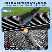 Mistcado Elektromos Grillkefe Akkumulátoros 3 Fokozatú Tisztítás Rozsdamentes Acél Fekete 3