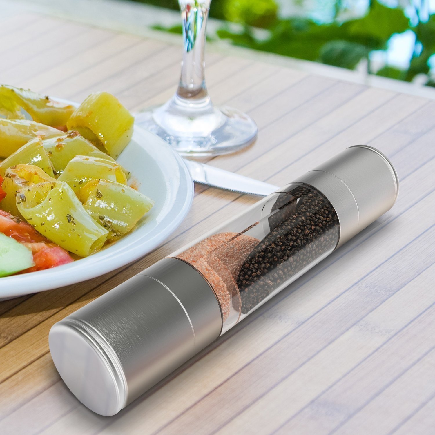 Stainless Steel 2 in 1 Adjustable Ceramic Shaker Spice Hand Mill Kitchen Tool — Amazon image 2