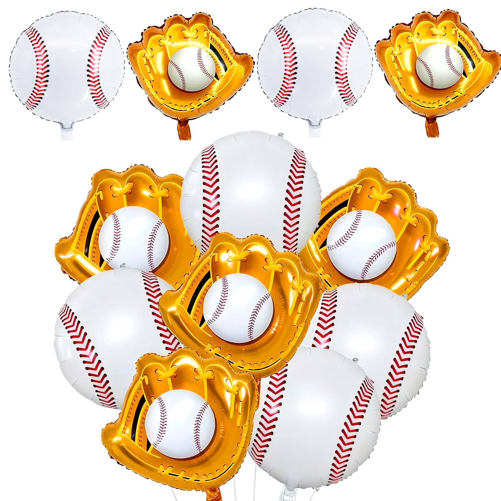 8Pcs Baseball Balloon Set, Sports Party Decorations with Aluminium Foil Gloves and Balls for Themed Events, Birthday and Team Parties