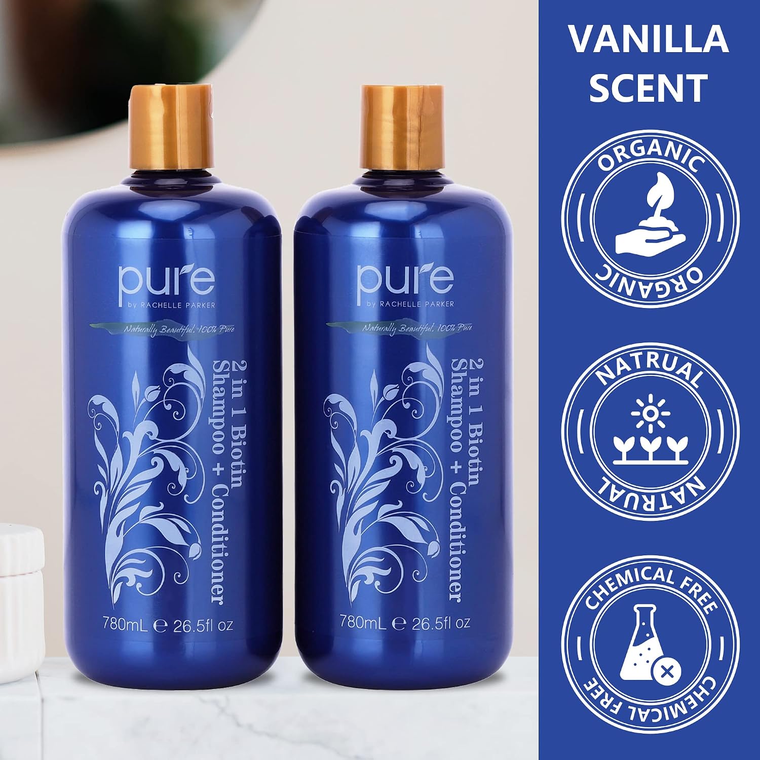 Biotin Volumizing and Stimulating Shampoo Set for Thicker, Healthier Hair - For All Hair Types, Sulfate-Free with Organic Ingredients, Twin Pack
