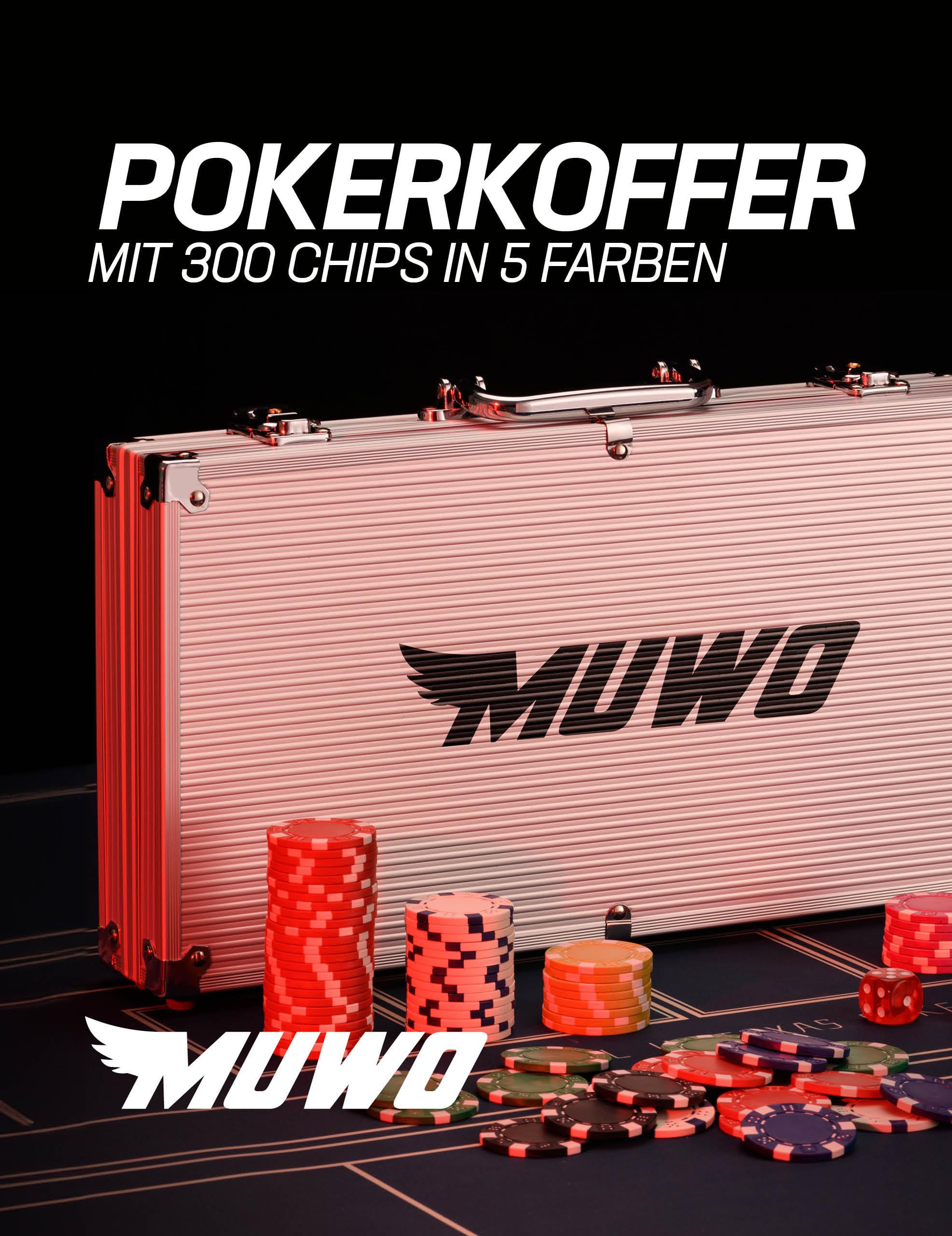 MUWO «Todo en juego de maletas de póquer con 300 fichas o con 500 chips Casino juego completo en práctico maletín de aluminio (300 fichas)