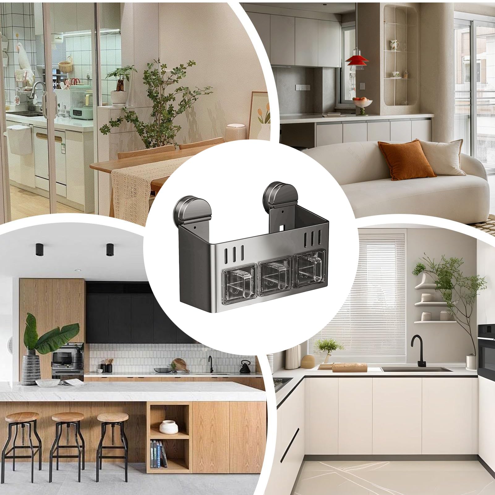 Generisch Estantería para especias para armario, soporte para especias impermeable, de inoxidable de dos capas, con de cierre, para encimera, pared, cocina