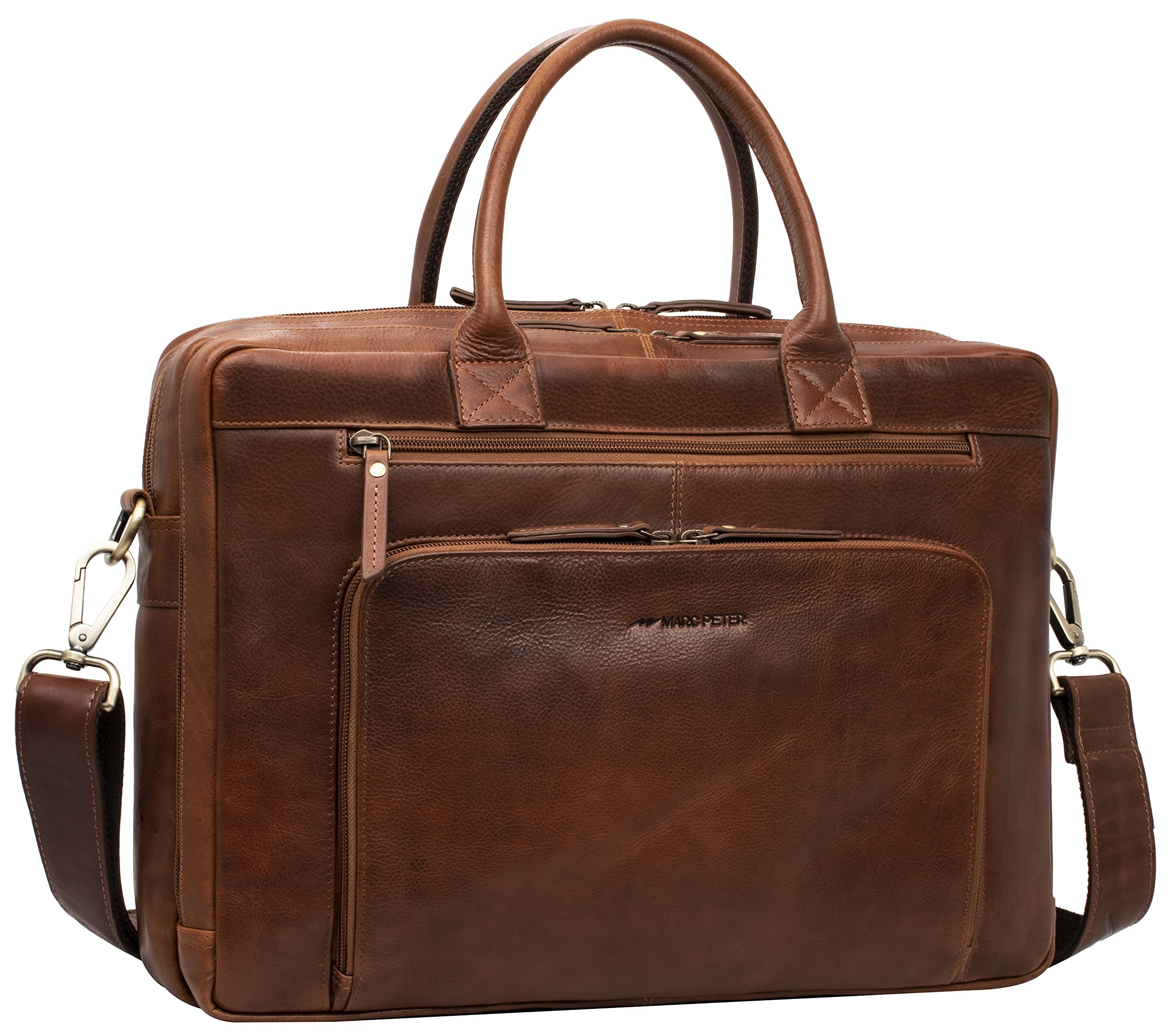 Marc Peter® Hamilton Businesstasche Herren Leder 15,6 Zoll | Leder Laptoptasche | Groß Aktentasche Umhängetasche aus Vintage Rindsleder