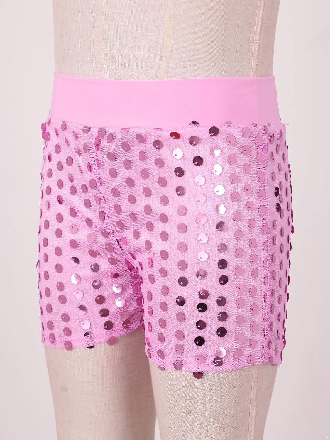 Oyolan Kids Girls Gymnastic Shorts Ballet Dance Sequins Decorated Sparkling Elastic Waistband Performance Shorts