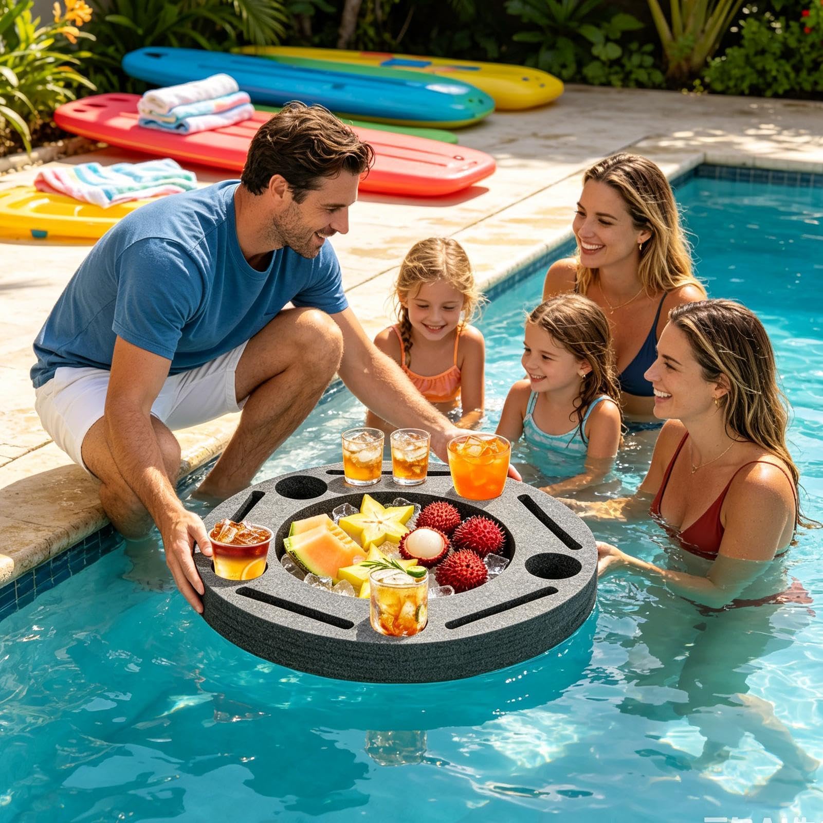Portavasos Flotante para Piscina Bandeja Portátil para Comida y Copas en | Soporte Flotante de Bebidas de Piscina Para Bañera, , Kayak, Aire Libre, , Lago, Playa Y Natación