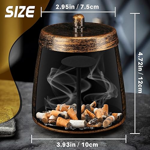 Miniatura 3 de Cenicero para cigarrillos al aire libre, cenicero al aire libre con tapa para cigarrillos, cenicero de metal sin olor a viento sin humo para patio,