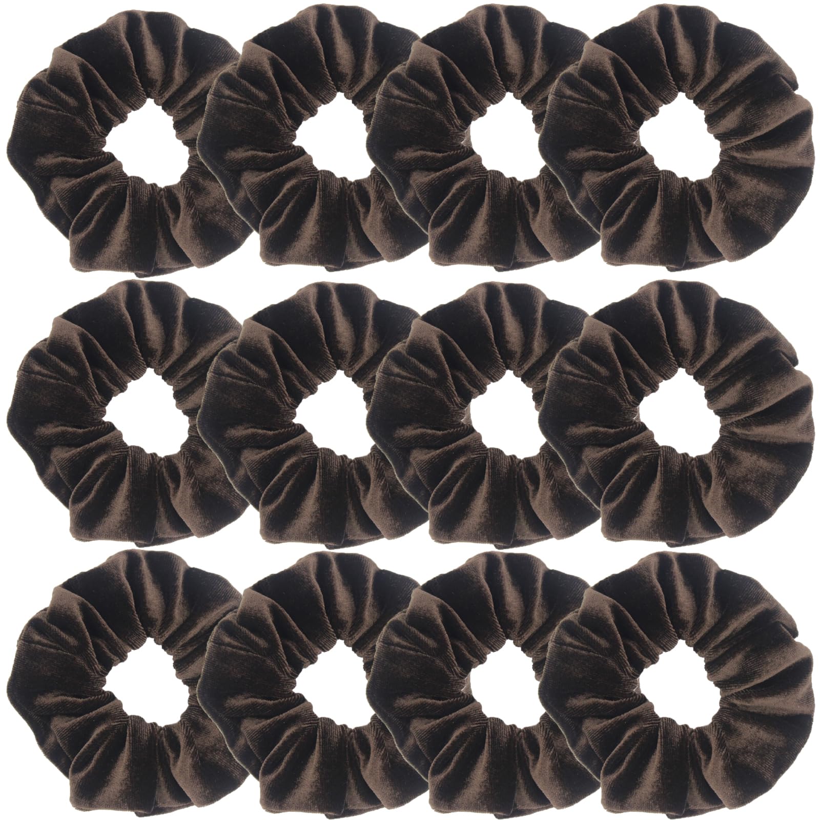 Scrunchies for Girls, 12 Pcs Velvet Scrunchies for Hair, Soft Ponytail Holder, Cute Colors Elastic Hair Bands for Teens and Women (Coffee)