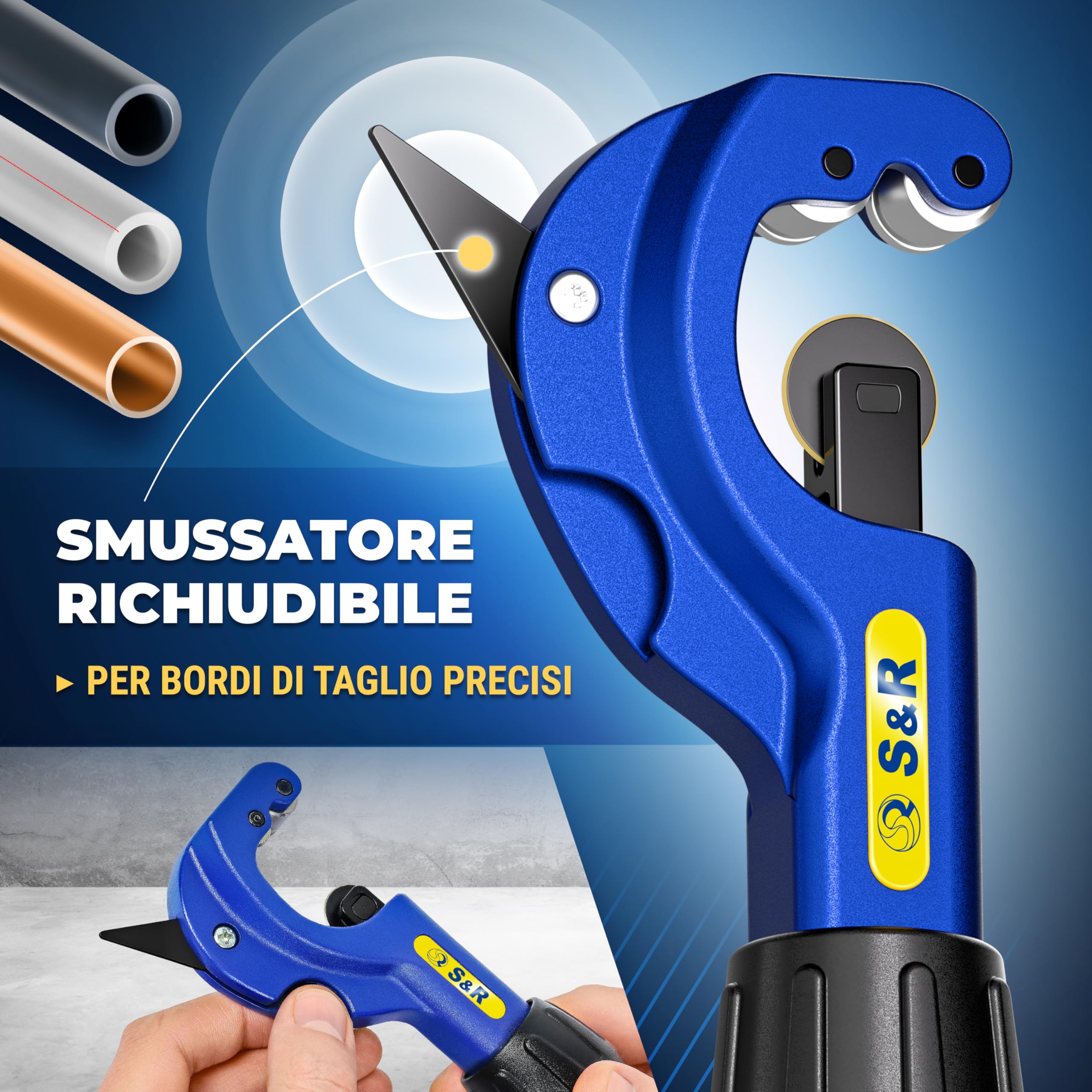 S&R Tagliatubi Fresa per Tubi Rame Alluminio Plastica Multistrato 3-32 mm Pipe Cutter