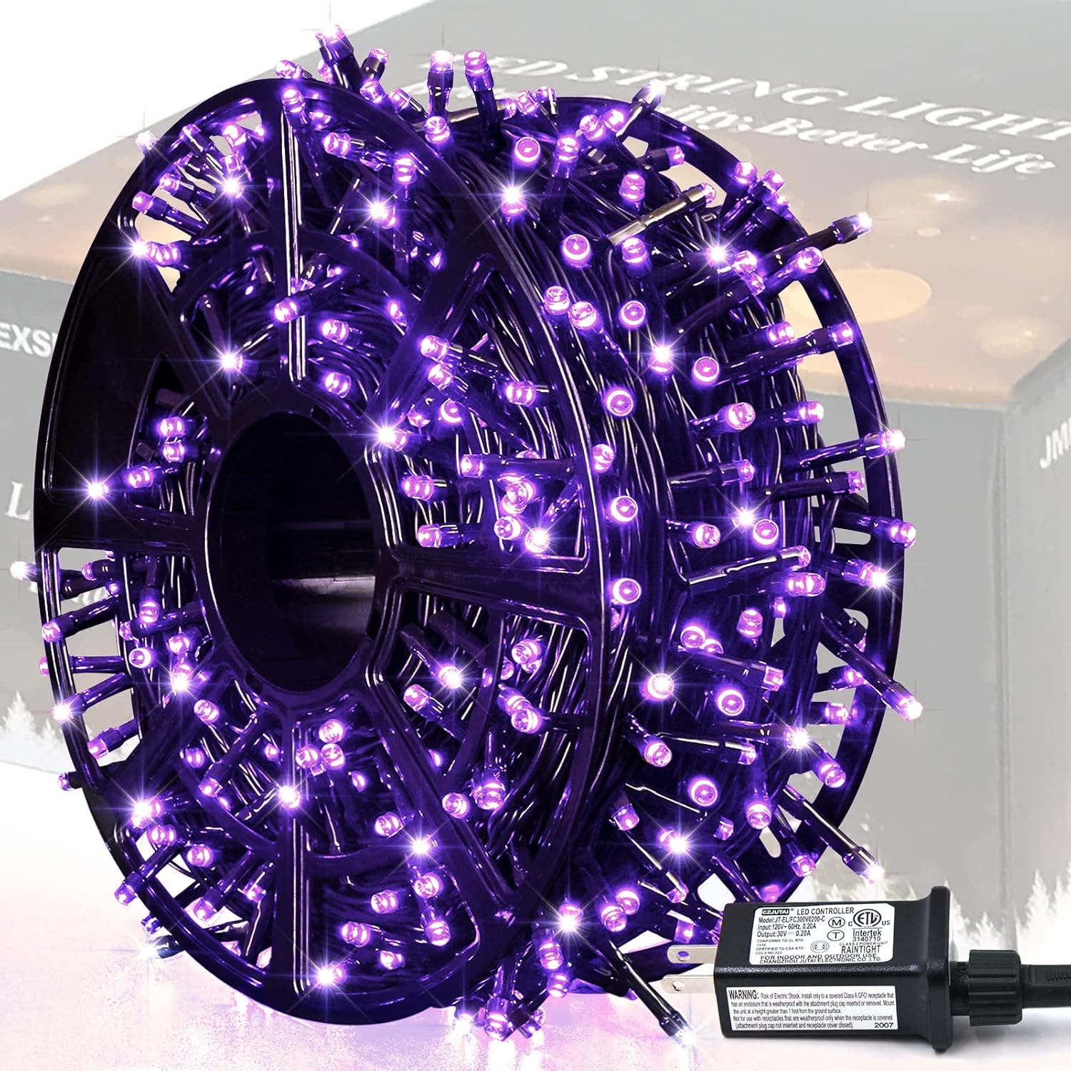 JMEXSUSS 500 LED Purple Halloween Lights, 173ft 8 Modes Halloween