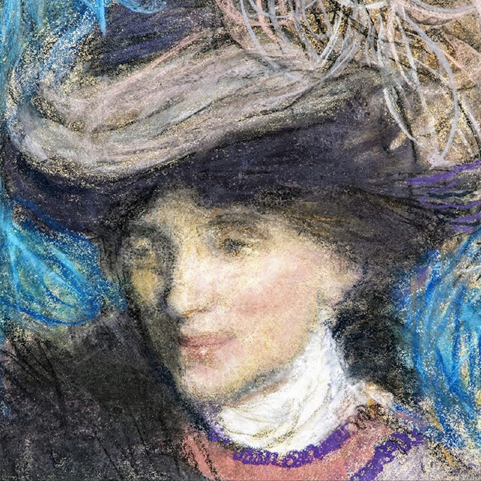 Artxlxxbn No Frame Famous Print Painting Colorful Art Print Portrait Of A Lady With A Hat By Edmond Aman-Jean Canvas Art Decorations For Home Decor 60X90cm