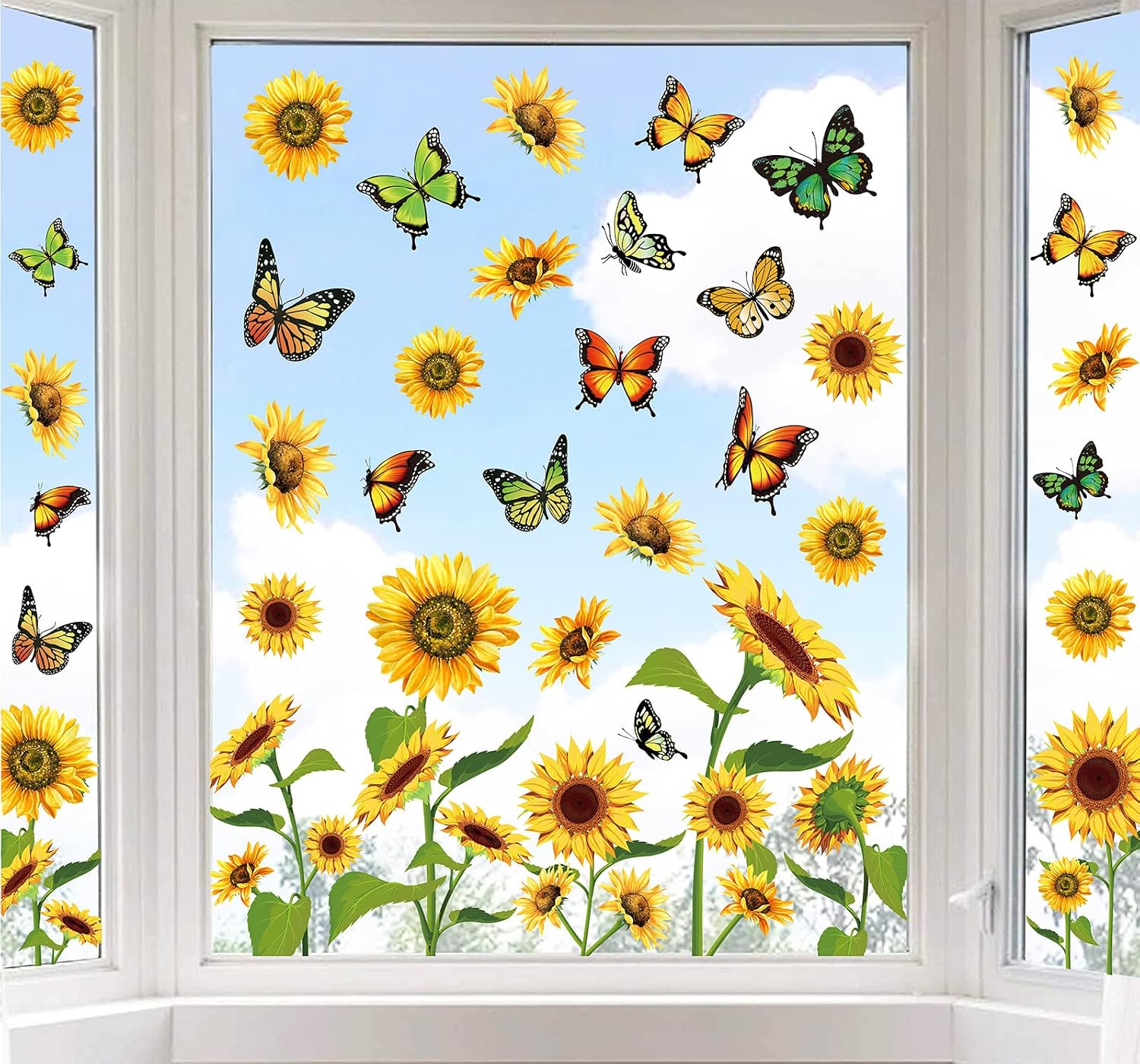 Amazon.com: Whaline 6 Sheets Sunflower Window Clings Spring Summer ...