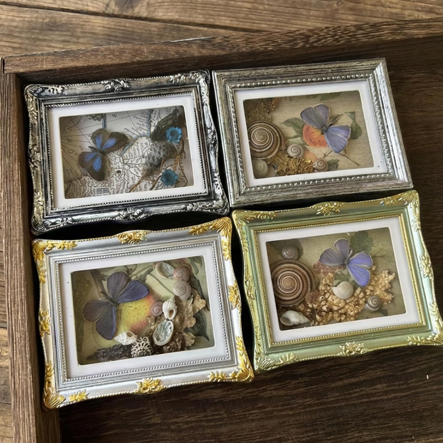 4 Pack Magnetic Picture Frames for Refrigerator - 3"x2" Vintage Photo Frames(Dimensions with Card Size：2.4" X 1.6"), Antique Ornate, Paintings, Home & Office Decorative Gift (Silver) image 4