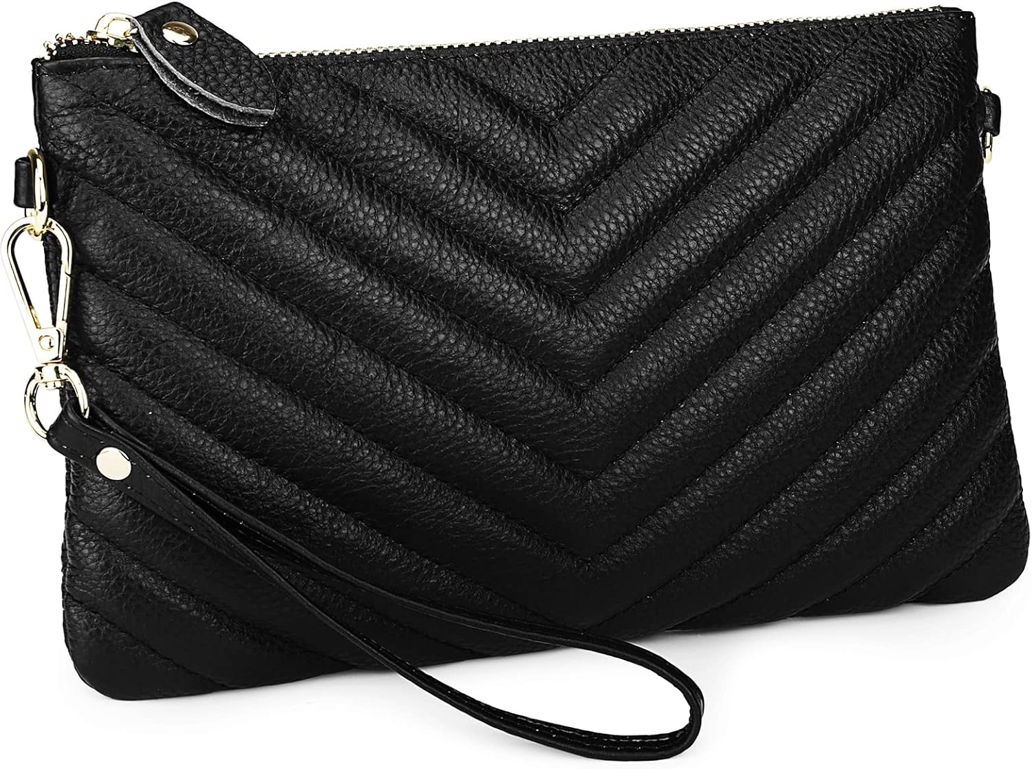 YALUXE Women’s Genuine Leather Wristlet Purse Clutch Wallet with Crossbody Strap
