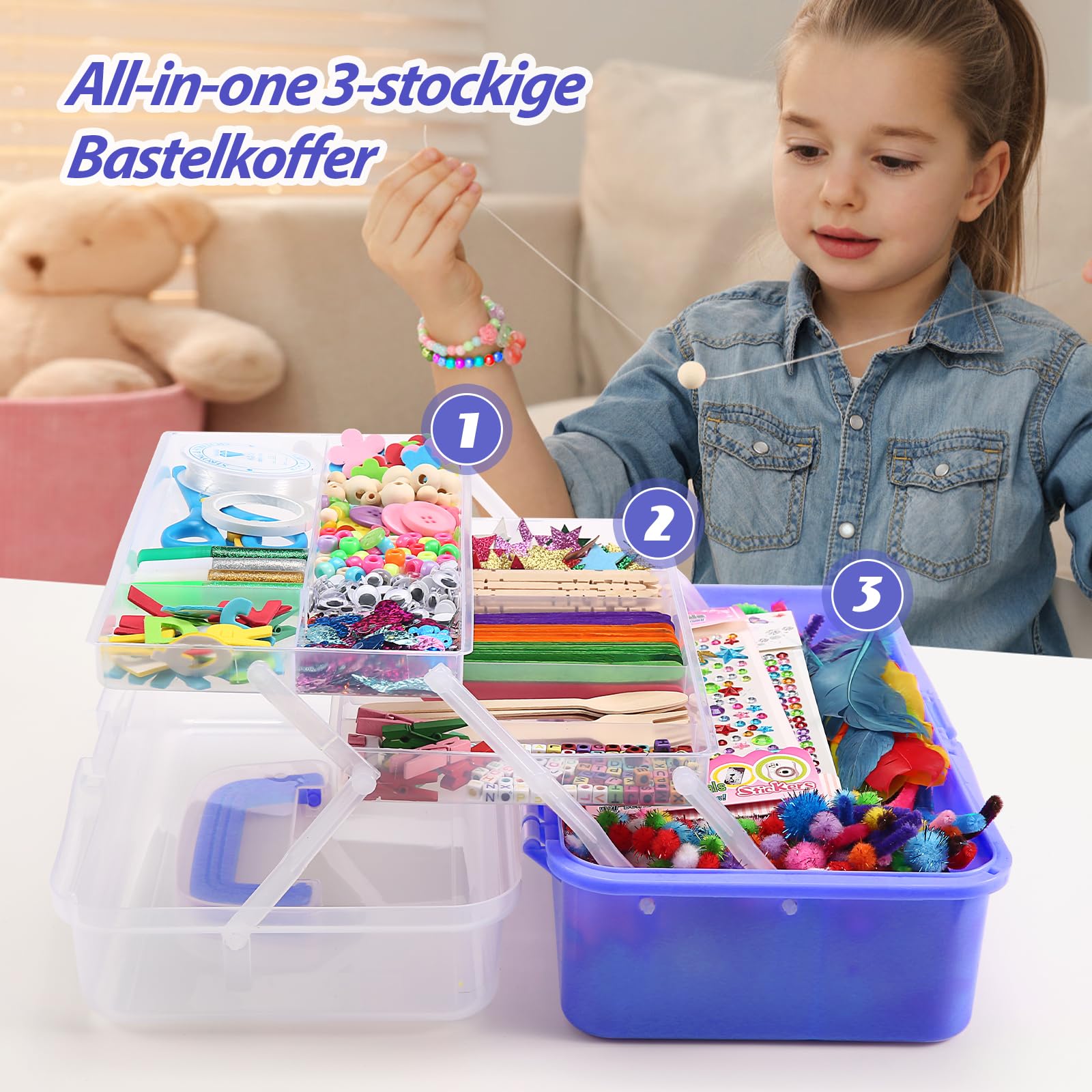 Forniture artistiche e artigianali per bambini, kit fai da te da 3000 pezzi, età 6-10 anni, programmi educativi di arte prescolare e scolastica, kit artigianali per bambini, regali di Natale in