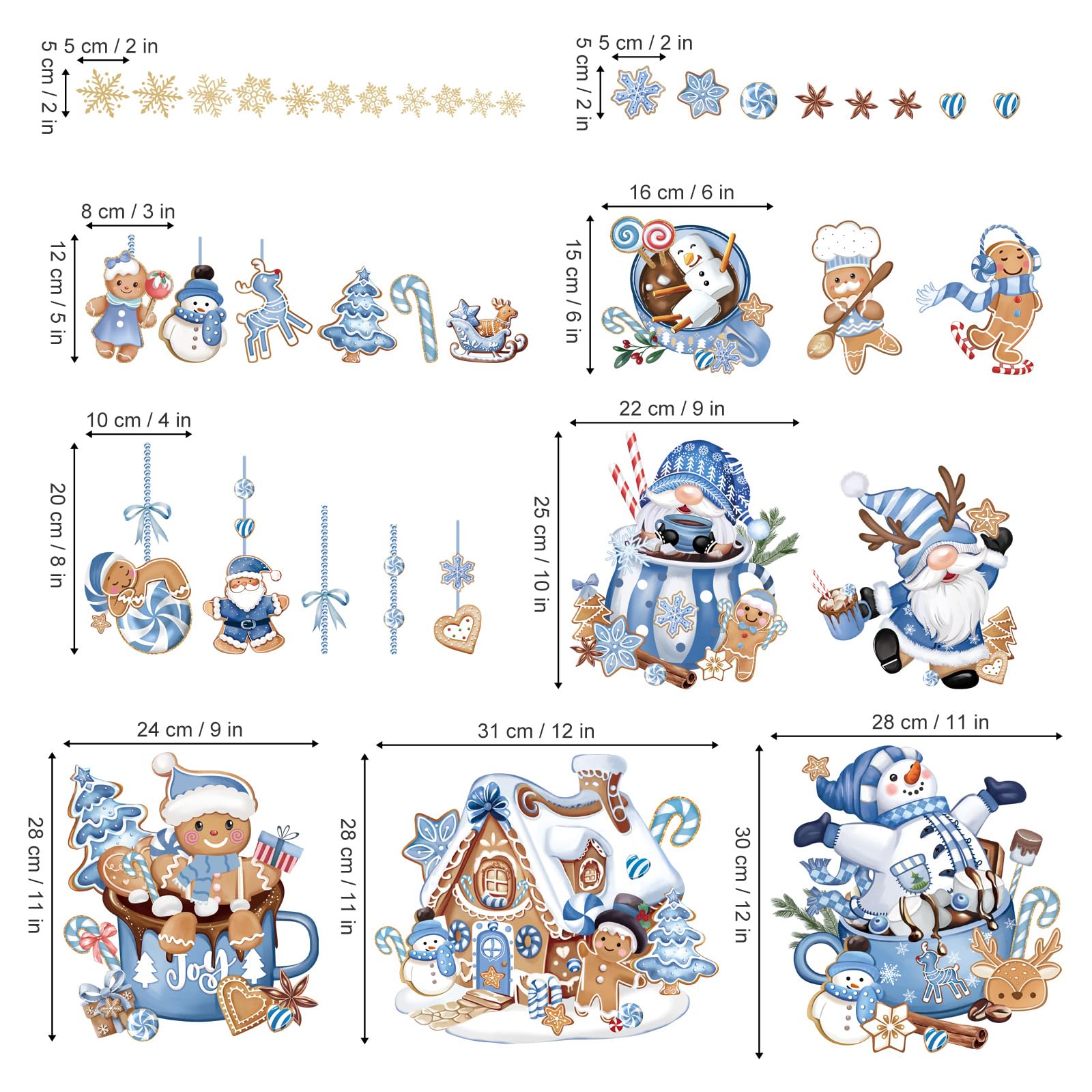 wondever Hot Cocoa Gingerbread Man Window Clings Winter Gnome Snowman Christmas Glass Sticker Decal Anti Collision Double-Side Static Window Decals for Home Xmas Holiday Party - Image 4