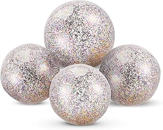 TERRIFI 4 Pieces Glitter Beach Ball - Confetti Beach Ball for Inflated Party Fun at Summer Beach Favors(16 Inch-3 Pieces, 24 Inch-1 Piece)