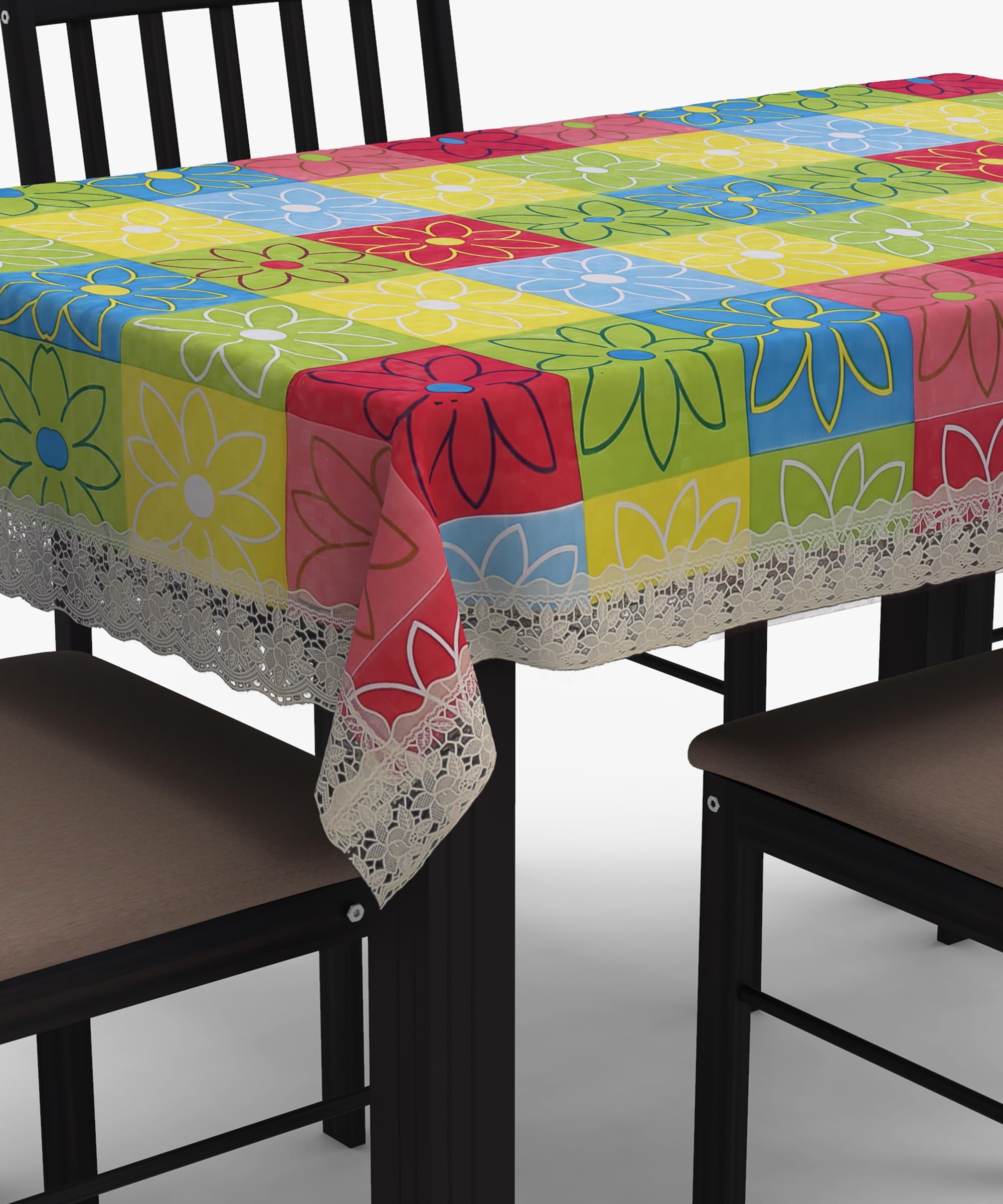 Weavers Villa Floral Rectangular PVC 4 Seater Table Cover [40x60 Inches] (Multi)