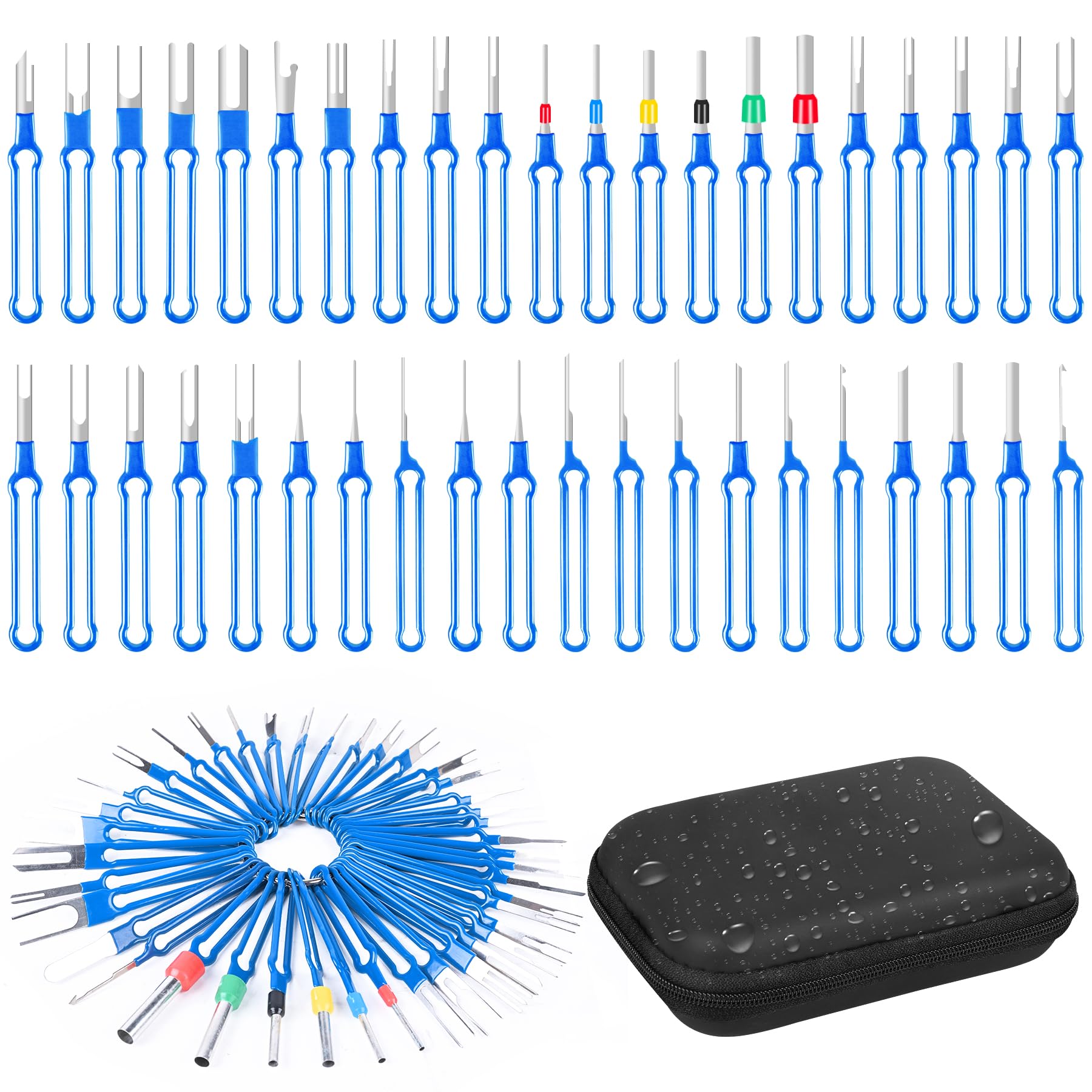 Terminal Removal Tool Kit 41 Pcs Depinning Tool Electrical Connector Pin Removal Tool Kit Pin Extractor Tool Set Wire Terminal Release Tool for Automotive Car Household Devices - Blue