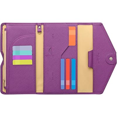 ZOPPEN Mulit-purpose Rfid Blocking Passport Holder Travel Wallet (Ver.4) Passport and Vaccine Card Holder ComboTri-fold Document Organizer Travel Essentials