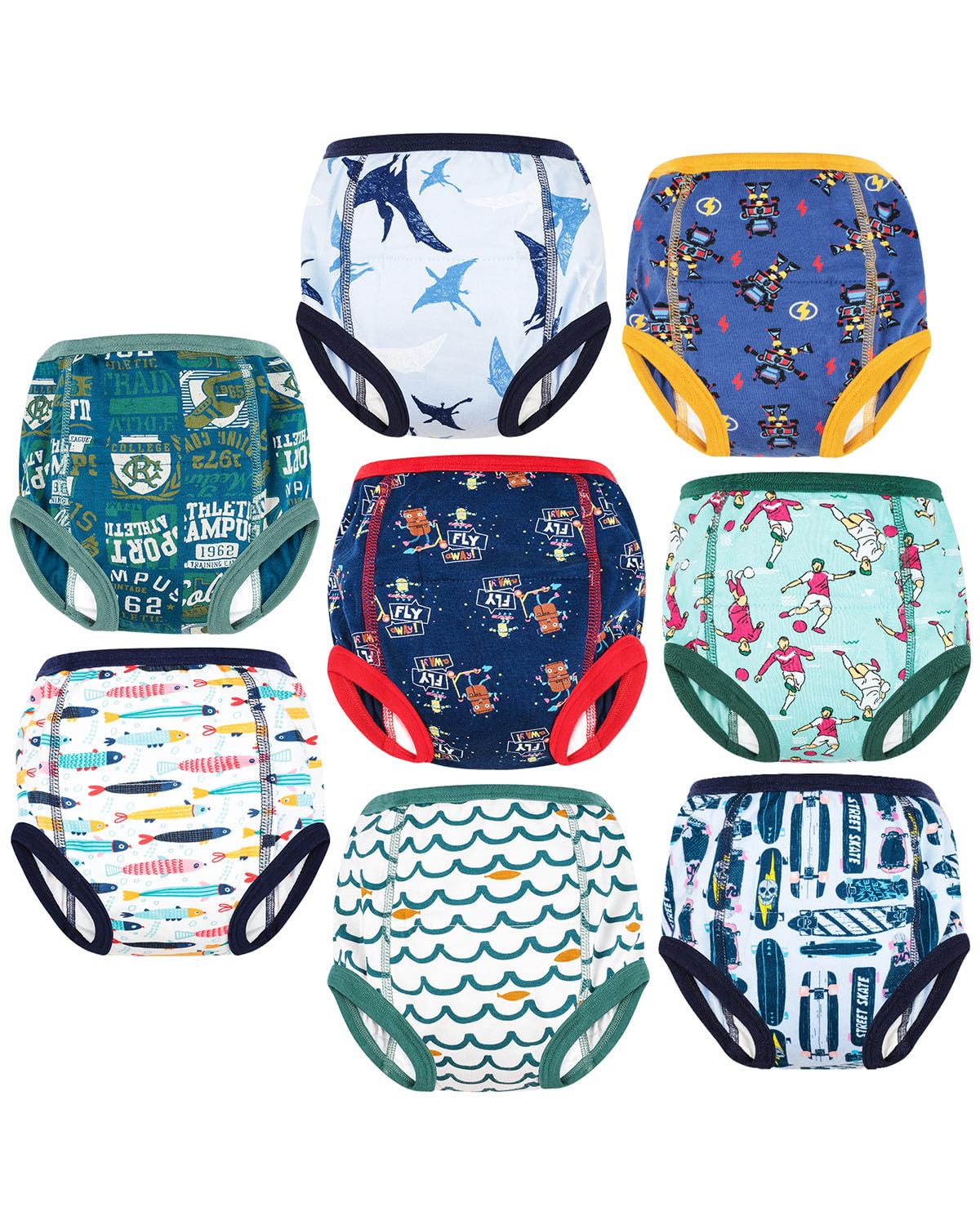 FLYISH DIRECT Töpfchen Trainingshose Baby Lernwindel Trainerhosen Unterwäsche für Baby Kleinkind Kleinkinder, 8 Stück, 120/5T