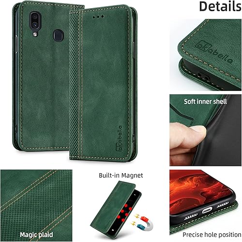 Miniatura 3 de AKABEILA Funda tipo cartera para Samsung Galaxy A20 M10S, cierre magnético, función atril, piel sintética, a prueba de golpes, funda suave para