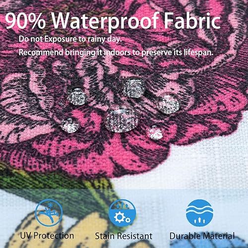 Miniatura 7 de Almohadas lumbares resistentes al agua para muebles de patio, juego de 2 almohadas decorativas de 12 x 20 pulgadas con relleno, reposacabezas con