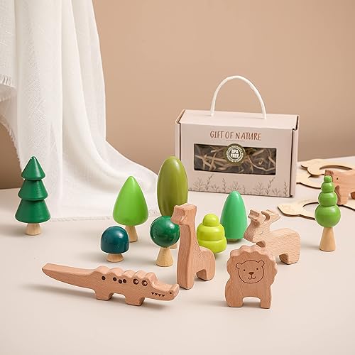 Miniatura 7 de Youuys Juguetes de madera para manualidades, 8 piezas de miniárbol de escena terminada, juego de manualidades, decoración de pastel, para educación