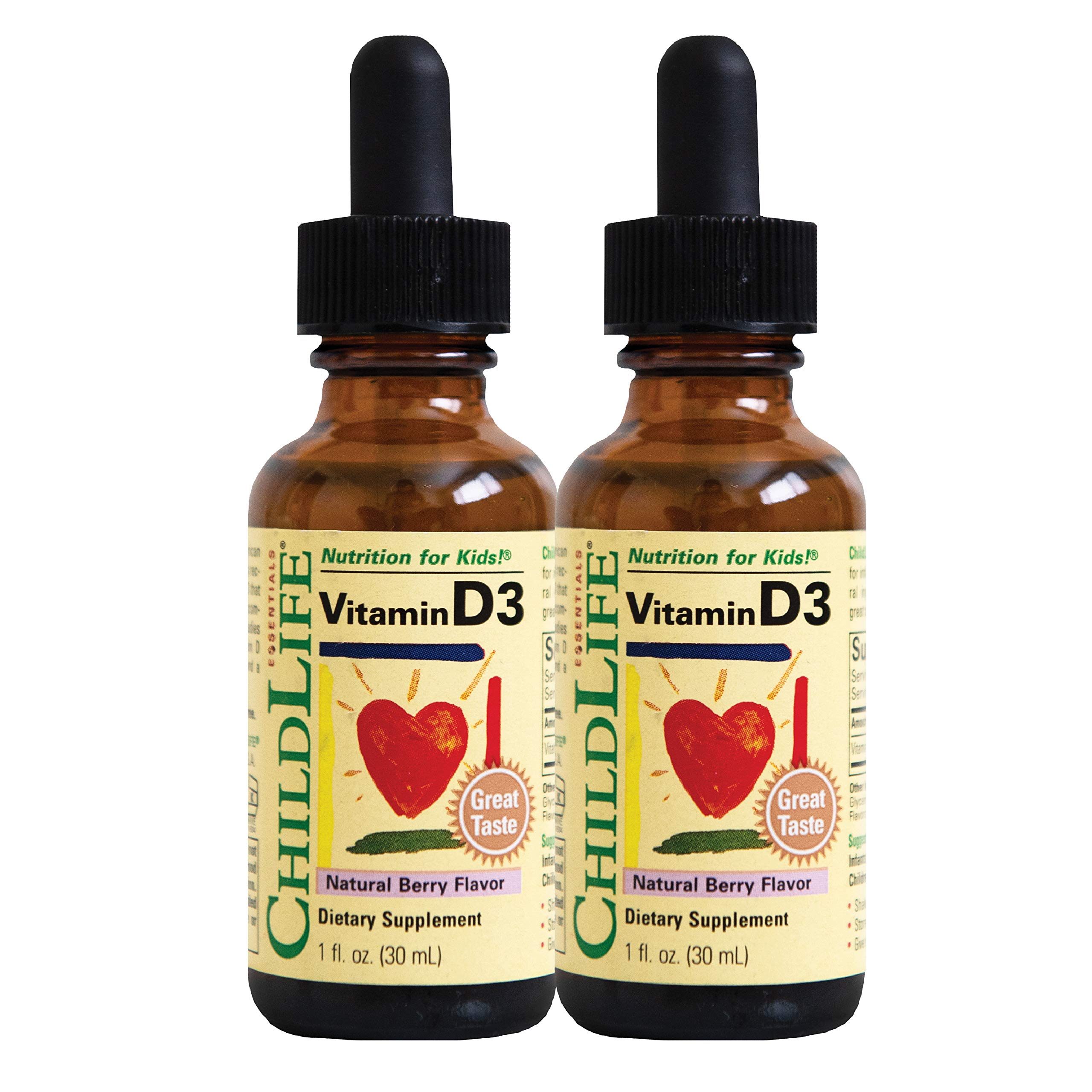 Child Life Vitamin D3, Berry Flavor, Glass Bottle, 1-Ounce (Pack of 2)