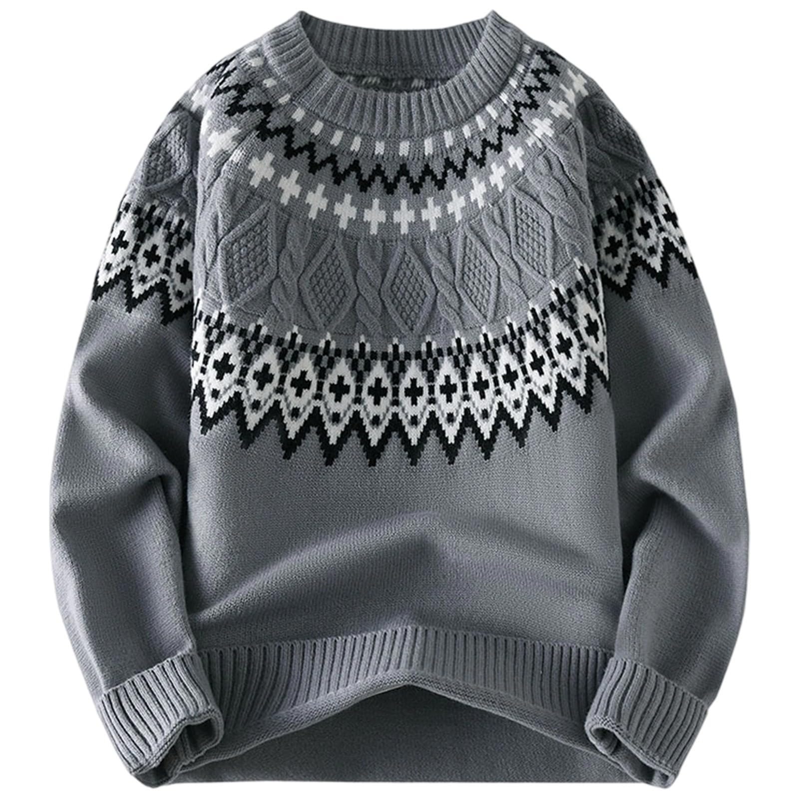 Generisch Jersey de punto para hombre, cálido jersey de invierno, suéter de trabajo, suave y cómodo, suéter de ocio, jersey de punto para hombre, cuello redondo, suéter de punto fino