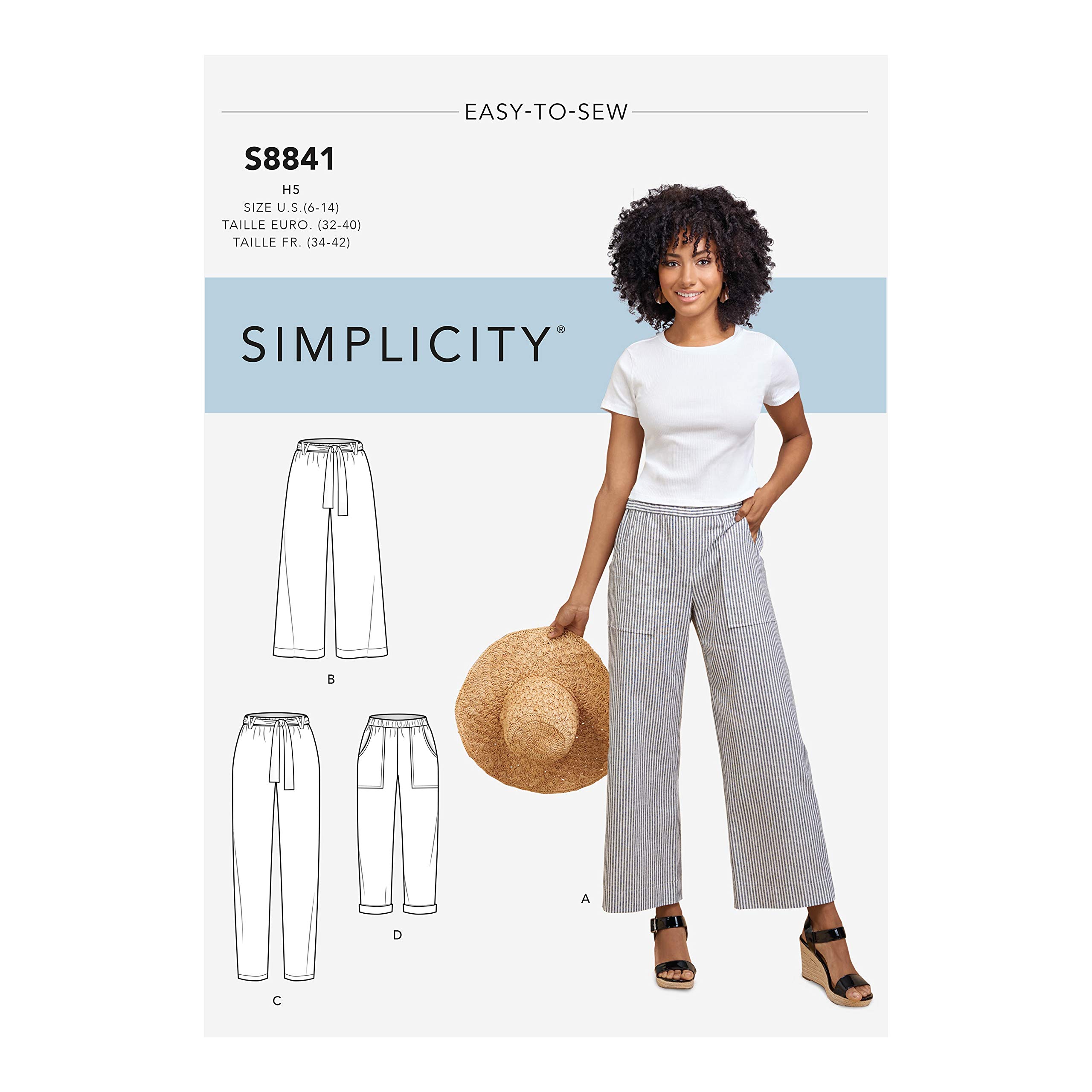 Simplicity Pattern SS8841H5 Misses' Wide or Slim Leg Pull-on Pants
