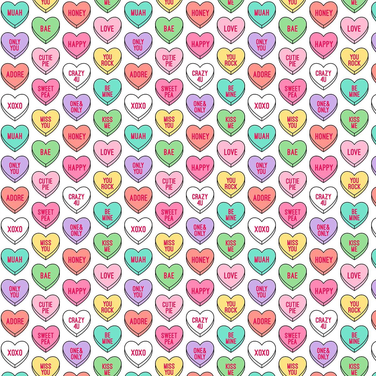 Crafty by Chatham Glyn Valentines Fabric Printed Cotton Fabric 140cm Wide Crafty 100% Cotton Digital Printed Fabric for Crafting, Patchwork & Dressmaking (Sweet Heart Love, 1 Metre Pre-Cut)
