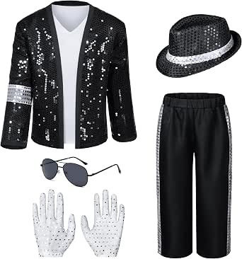 Kids' 80s and 90s Pop Star Costume for Boys, 6-Piece Set