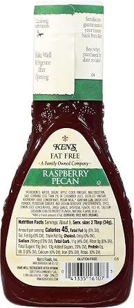 Ken's Steak House Fat Free Raspberry Pecan Dressing, 9 OZ (Pack of 1)
