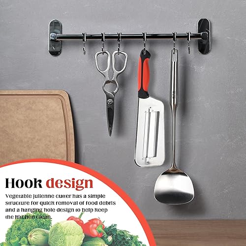 Miniatura 5 de Cortador de verduras multifuncional, cortador de juliana de doble hoja de acero inoxidable, cuchillo triturador con cuchillas afiladas para cortar,