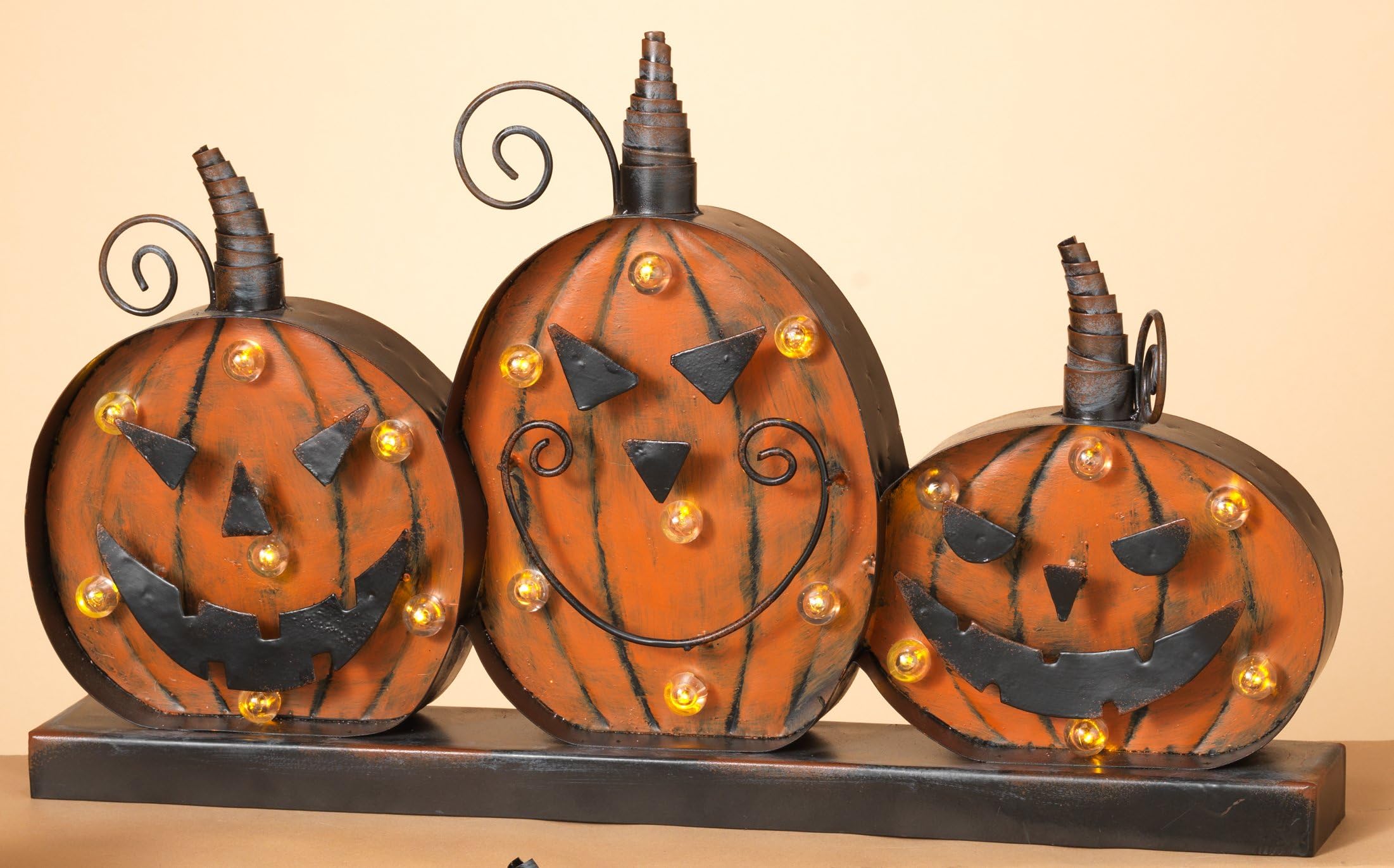 Light-Up LED Metal Halloween Pumpkin and Boo Tabletop Standing Signs (Pumpkins)