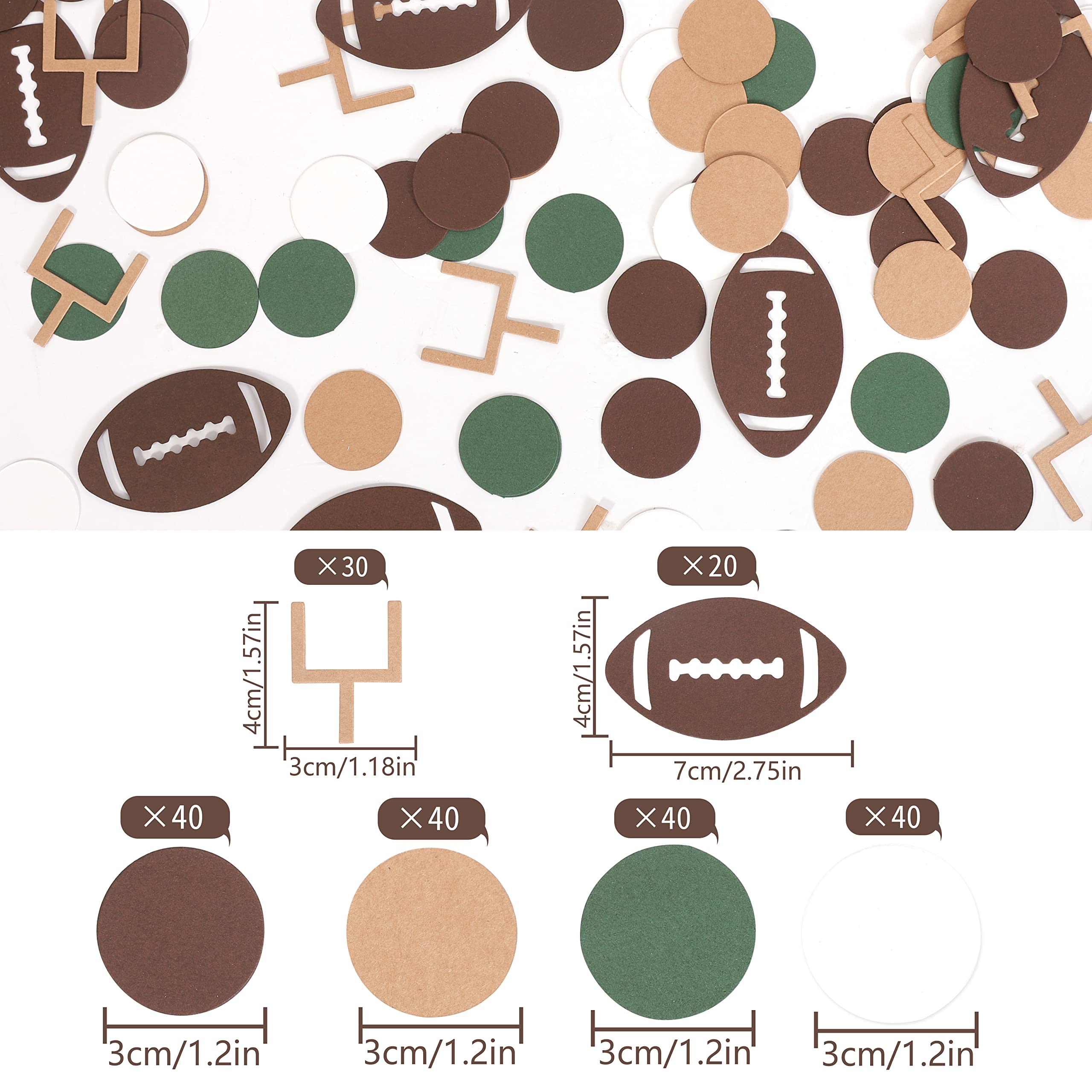 210 Pieces Football Party Table Confetti - First Year Dow?Baby Shower Sport Game Day Party Supplies?Superbowl Party Decorations?First Touch Down?Baby Boy?Brown Olive?First Year Down Football Birthday