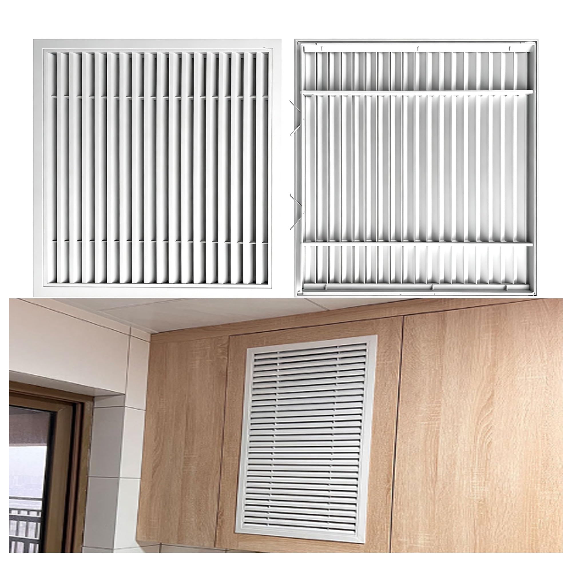 Griglia Di Ventilazione In Alluminio Con Clip A Molla | Griglia Di Ventilazione Lineare Senza Viti Per Mobili E Pareti, Per Ventilazione A Parete E A Soffitto(300x300mm)