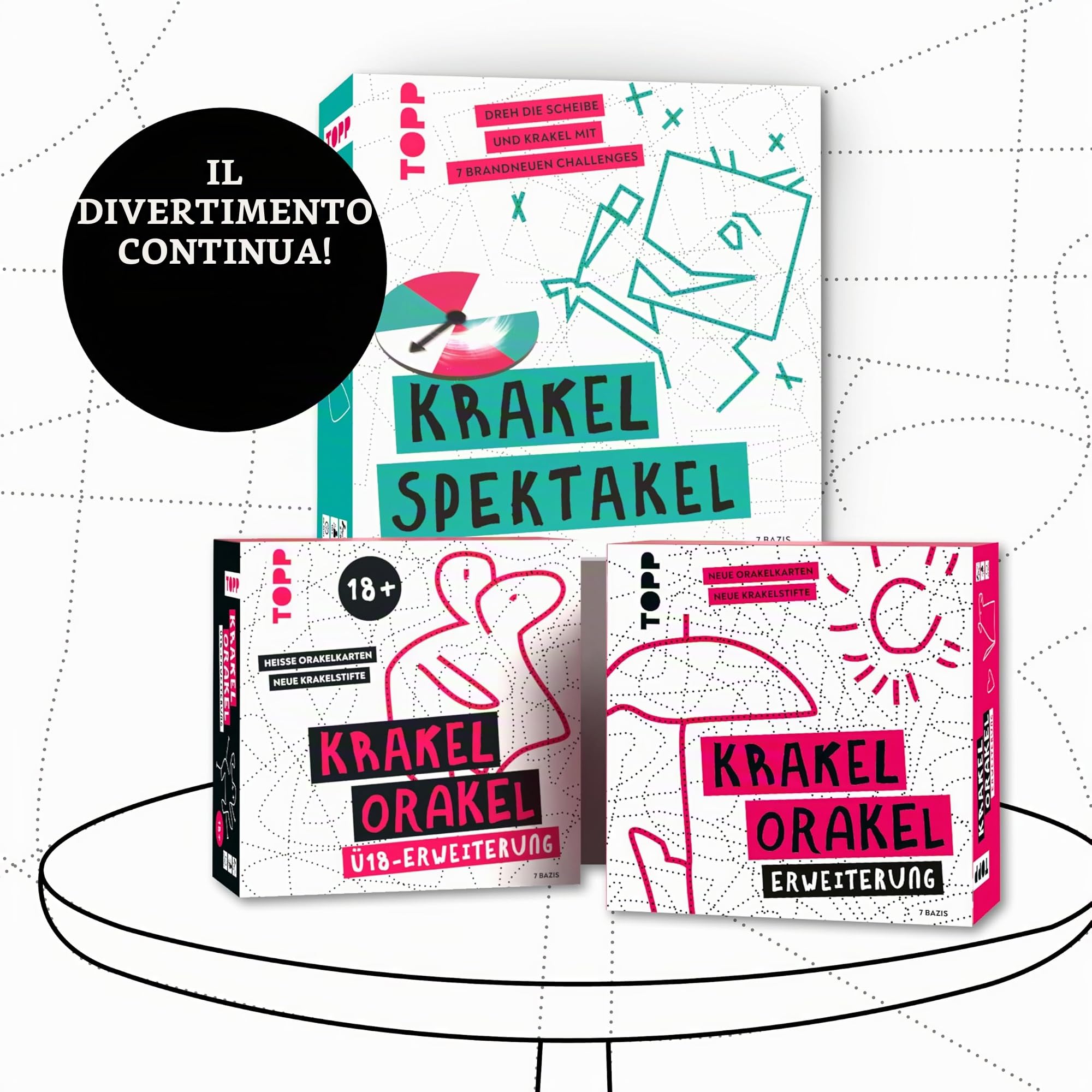 TOPP Krakel Orrakel – Il Gioco di Disegno per Tutti Coloro Che Non riescono a disegnare Chi riconosce Le Forme Oblique in Linea? 2-8 Persone | dai 10 Anni in su, 30 Minuti