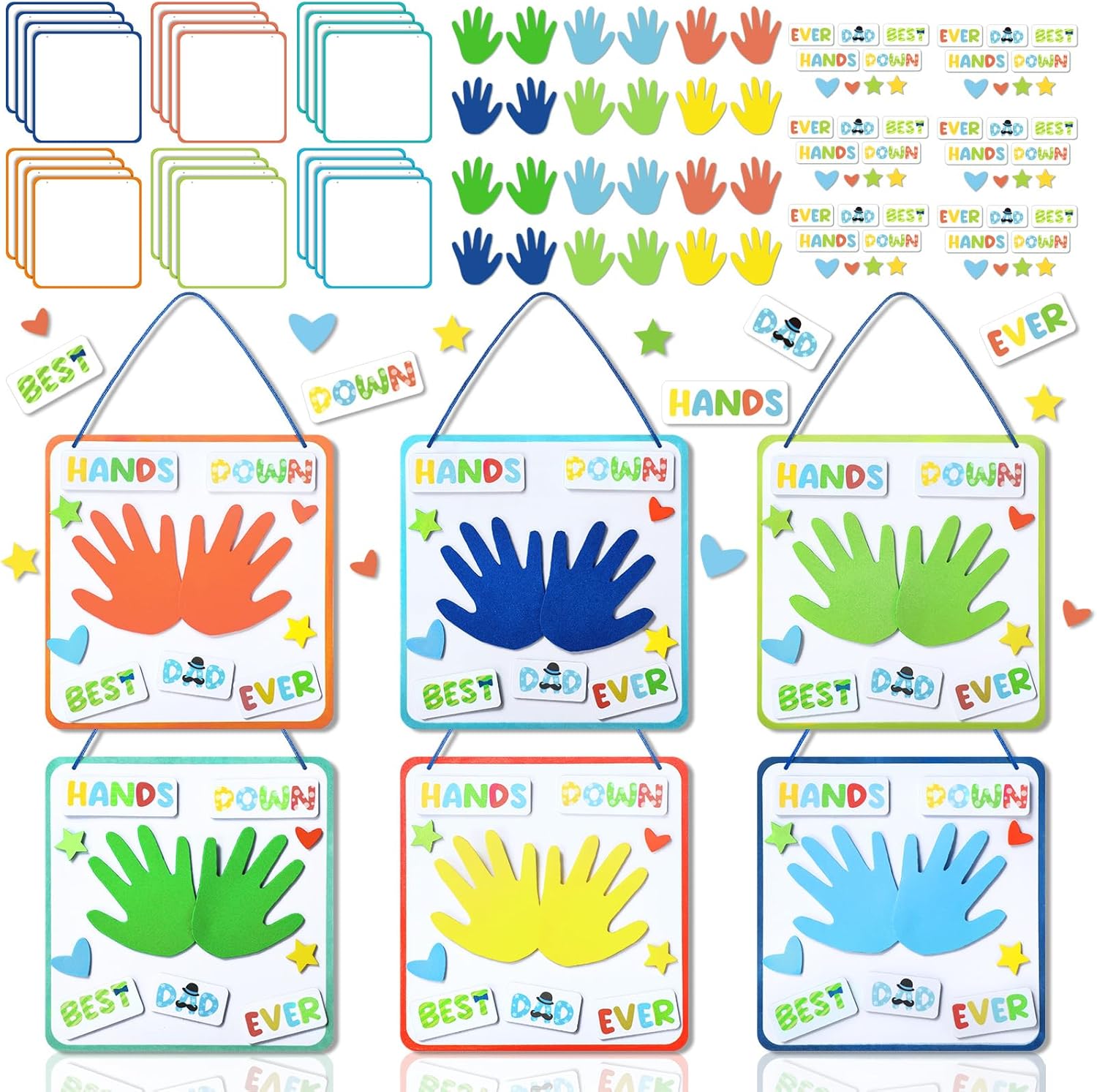 Lunmon 24 Set Father's Day Crafts Kit for Kids Bulk Handprint Sign Crafts Kit DIY Gifts from Kids to Father for Sunday School Family Classroom Activities Art Projects