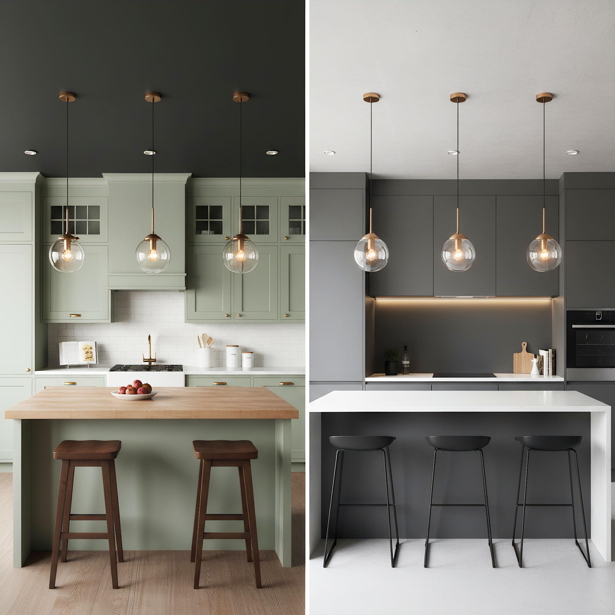 Lámpara Colgante de Techo con Esfera de Cristal de 15cm, Ajustable en Altura, E27 Luz Colgante de Metal Dorado para Comedor, Dormitorio, Cocina y Café (Transparente, 1 Pieza)