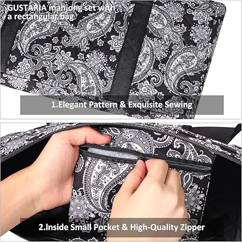 Miniatura 5 de Juego de Mahjong Americano GUSTARIA, 166 fichas blancas de calidad, 4 estantesempujadores de color todo en uno, juego completo de fichas de Mahjong