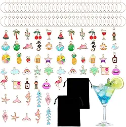 60 peças pingente de taça de vinho anel de metal champanhe marcadores de bebida etiqueta identificador pingentes taça de vinho Natal estilo engraçado para degustação decorações de festa casamento chá