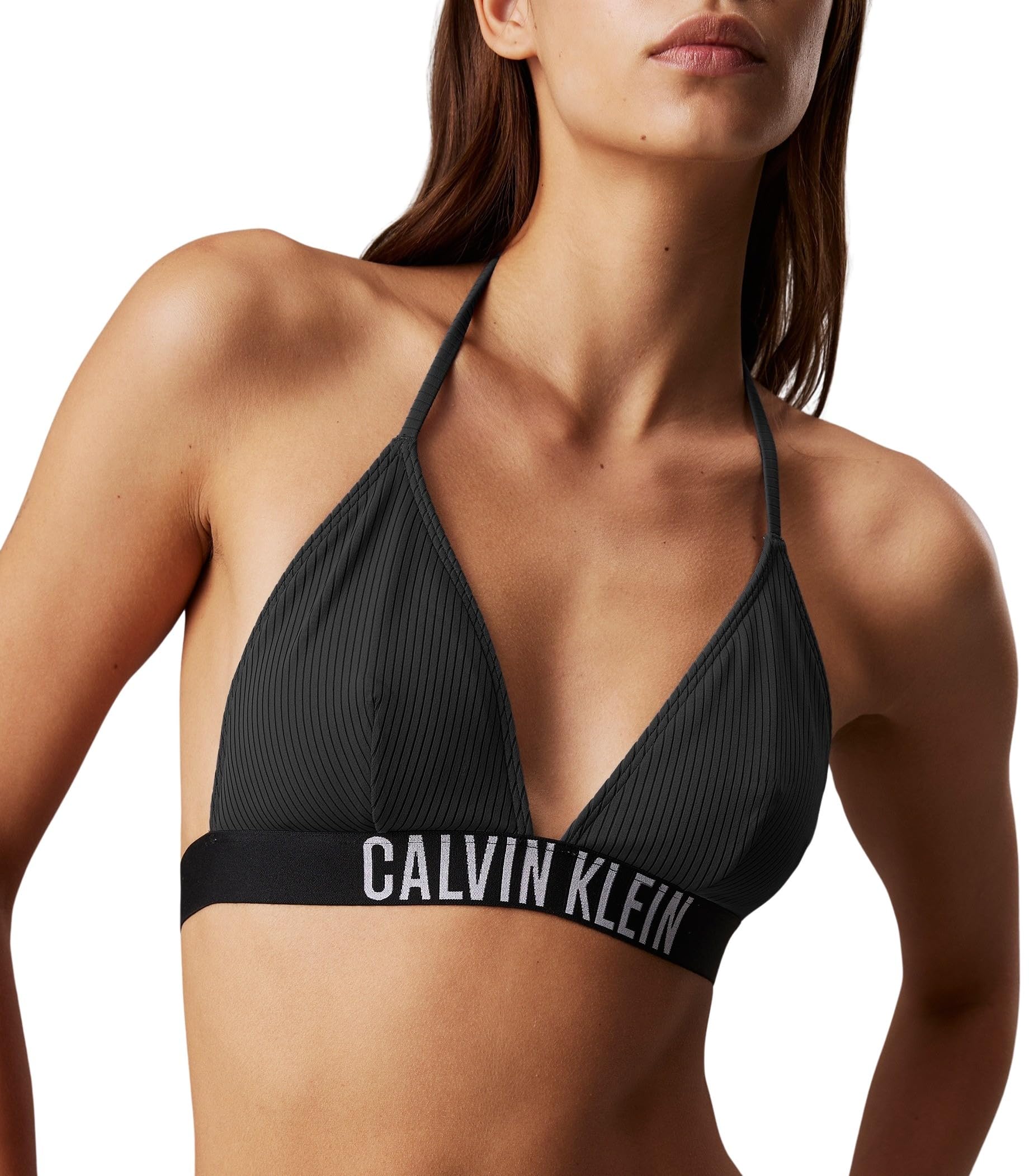 Calvin Klein Women’s Triangle Bikini Top with Removable Padding, Black (Black), L