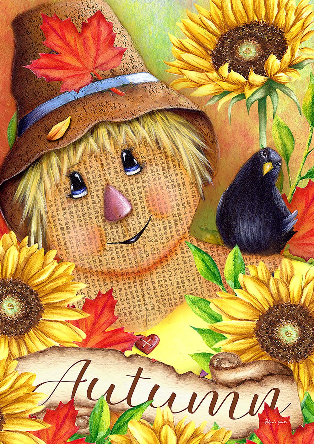 Épouvantail d'automne Toland Home Garden drapeau météo résistant anti décoloration 71x101cm